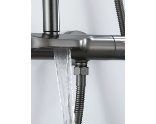 Душевая система с тропическим душем и термостатом из латуни BesserKraft (графит)