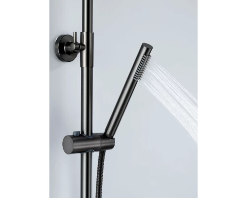 Душевая система с тропическим душем и термостатом из латуни BesserKraft (графит)