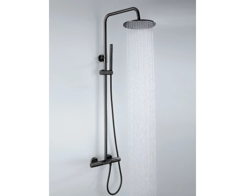 Душевая система с тропическим душем и термостатом из латуни BesserKraft (графит)