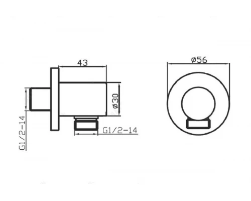 Держатель для душа из латуни со шланговым подсоединением Ganzer GZ012