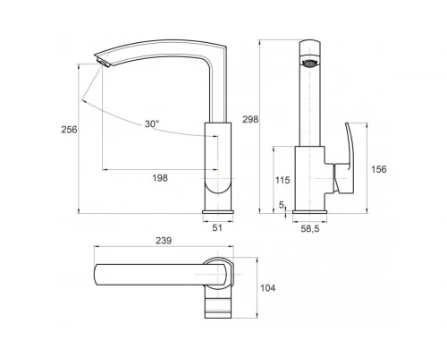 02021 Смеситель однорычажный для кухни  "GANZER"