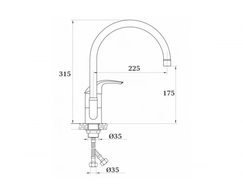 Смеситель для кухни из латуни с поворотным изливом Ganzer GZ03021