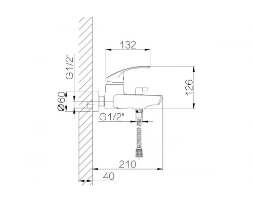 03031 Смеситель одно. для ванны "GANZER"  (8/1шт)