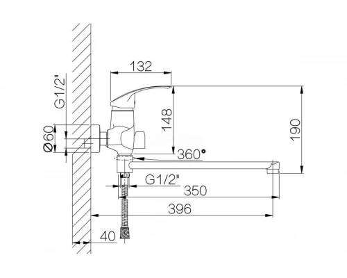 03041 Смеситель однорычажный для ванны "GANZER"  (8/1шт)