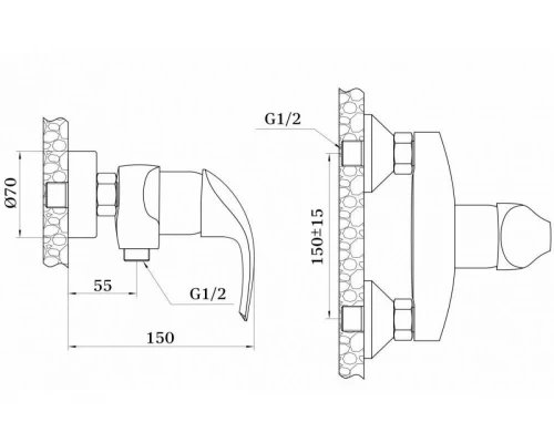 Смеситель для ванны и душа из латуни с лейкой и шлангом GZ03052 от бренда Ganzer