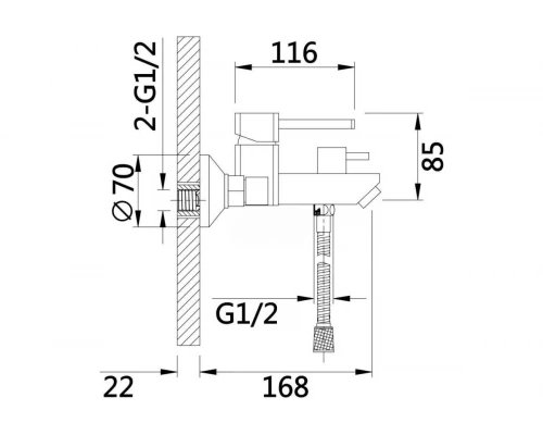 05031 Смеситель однорычажный для ванны "GANZER"  (8/1шт)