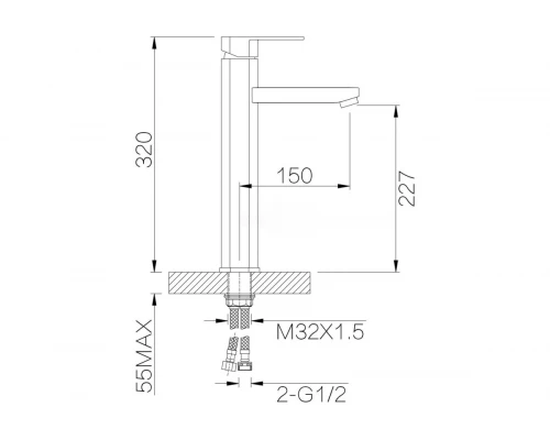06012 Смеситель для умыв. (ВЫСОКИЙ) "GANZER"  (8/1шт)