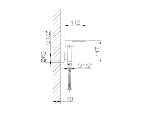 Смеситель для душа и ванны с лейкой и шлангом Ganzer GZ06052 цвет хром