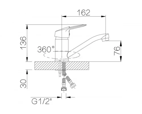 08011 Смеситель однорычажный для кухни "GANZER" (10/1шт)