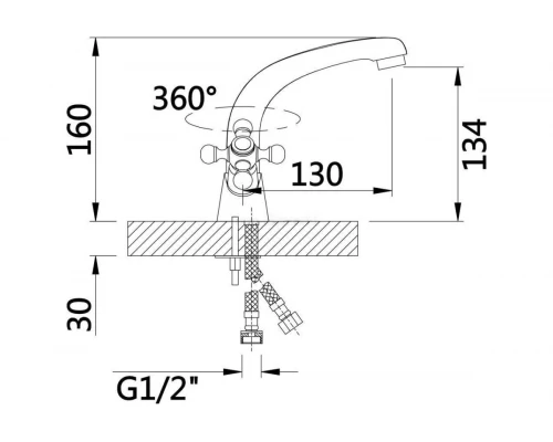 09011 Смеситель двухвент для умывальника "GANZER"