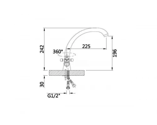 09021 Смеситель двухвентельный для кухни "GANZER"  (10/1шт)