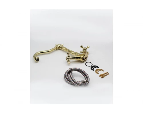 Смеситель для кухни из латуни с двумя ручками GZ09022-Е цветом золото от бренда Ganzer