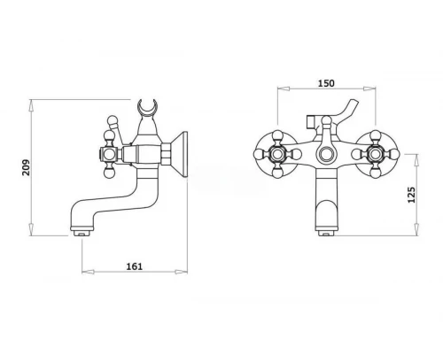 09031 Смеситель двухвент  для ванны короткий "GANZER (8/1шт)