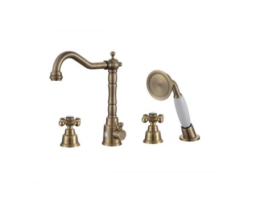 Смеситель на борт ванны на 4 отверстия с поворотным изливом Ganzer GZ09033-D бронза