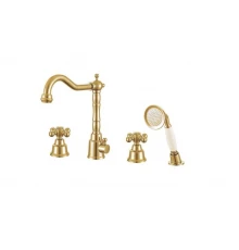 Смеситель на борт ванны на 4 отверстия с поворотным изливом Ganzer GZ09033-E золото