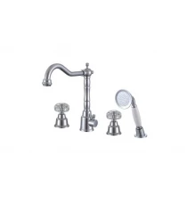 Смеситель на борт ванны с лейкой и шлангом Ganzer GZ09034 хром, врезной на 4 отверстия, из латуни