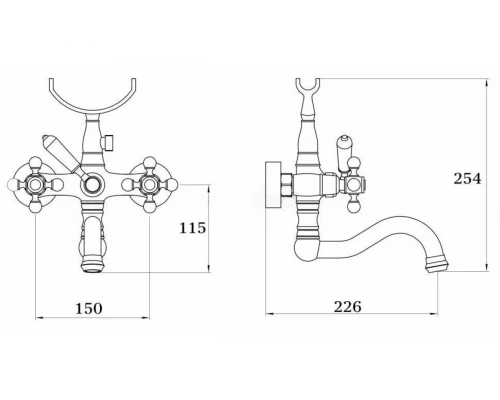 09035-D Смеситель 2-ух руч. для ванны БРОНЗ GANZER  (6/1шт)