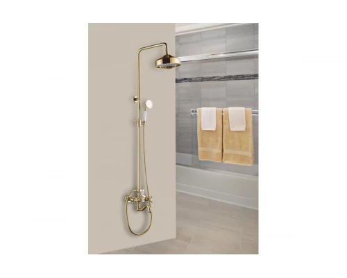 Двухвентильная душевая система с тропическим душем из латуни Ganzer GZ09063-Е золото