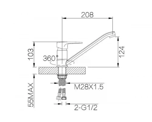 10022 Смеситель однорычажный  "GANZER"  (10/1шт)