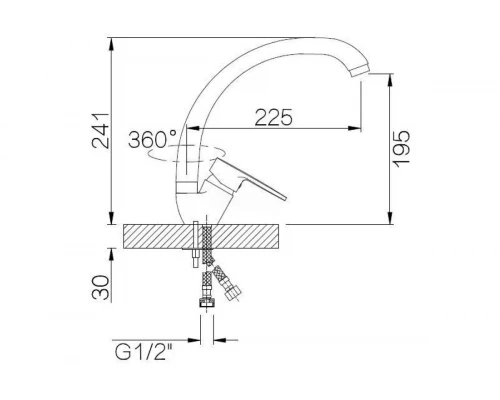 Смеситель для кухни из латуни с поворотным изливом GZ11023 цвет хром от бренда Ganzer