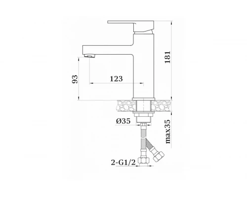 12012 Смеситель для умывальника  (ХРОМ)  GANZER  (10/1шт)