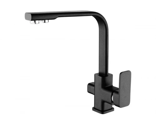Смеситель для кухни с гибким шлангом и под фильтр Ganzer GZ12026-C черный/хром