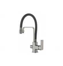 Смеситель для кухни с гибким шлангом и под фильтр Ganzer GZ12026-GH сатин/серый