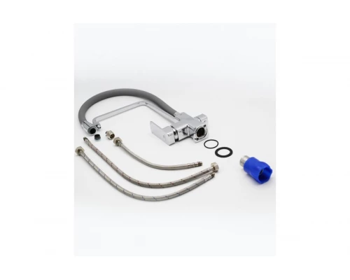 Смеситель для кухни из латуни с гибким изливом под фильтр GZ12026-H цвет серый/хром от бренда Ganzer