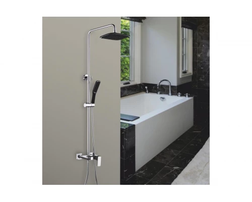 Душевая система из латуни с тропическим душам Ganzer GZ12062-С цвет черный/хром