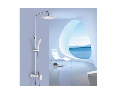 Душевая система из латуни с тропическим душам Ganzer GZ12062-F белый/хром