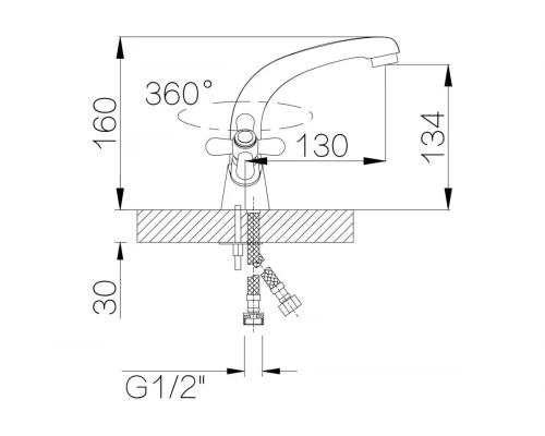 13012 Смеситель двухвент для умывальника "GANZER"
