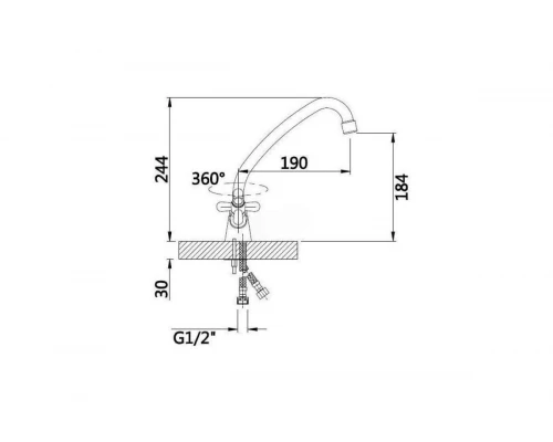 13022 Смеситель двухвентельный для кухни "GANZER"  (10/1шт)