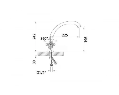 Смеситель для кухни из латуни двух вентильный GZ13023 цвет хром от бренда Ganzer