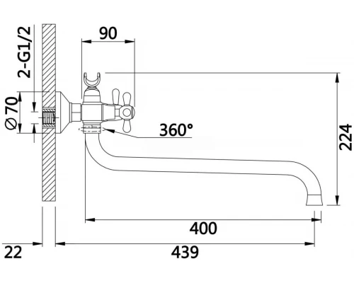 Смеситель для ванны GANZER GZ13041, с лейкой из латуни, хромированный
