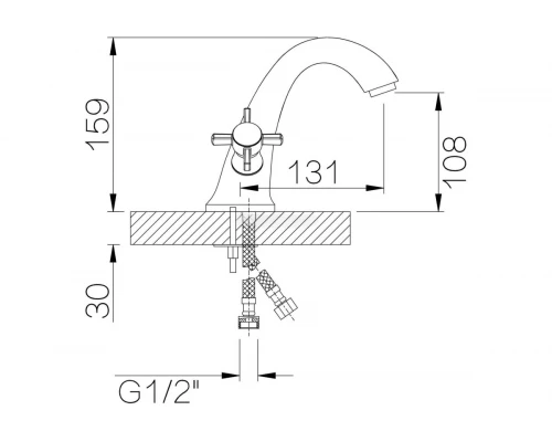 15011-D Смеситель для умывальника (БРОНЗА) "GANZER