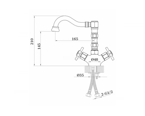 Смеситель для раковины из латуни Ganzer GZ15013 с поворотным изливом