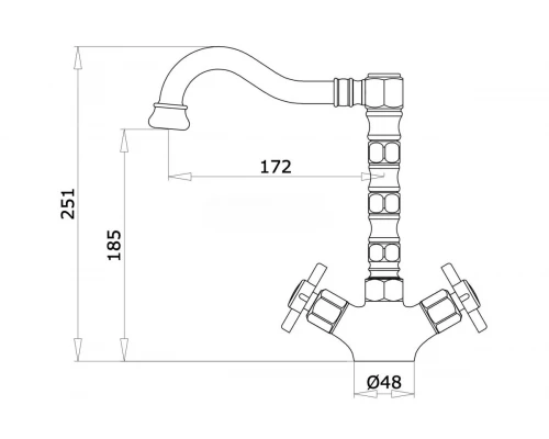 Cмеситель для кухни из латуни с поворотным изливом в стиле ретро Ganzer GZ15022-E цветом золото