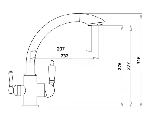 Смеситель для кухни из латуни с подключением к фильтру Ganzer GZ16031-D бронзовый