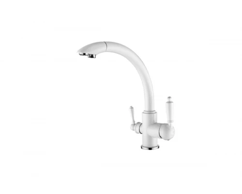 Смеситель для кухни из латуни с подключением к фильтру Ganzer GZ16031-F белый