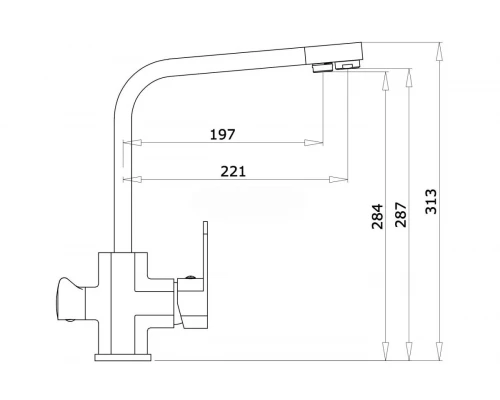 Смеситель для кухни с подключением под фильтр Ganzer GZ16034-C черный