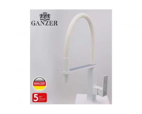 16037-F Смеситель для кухни с гибким изливом (БЕЛЫЙ)  GANZER