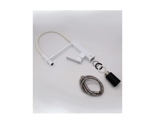 16037-F Смеситель для кухни с гибким изливом (БЕЛЫЙ)  GANZER