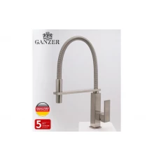 16037-G Смеситель для кухни с пруж. изливом (САТИН)  GANZER