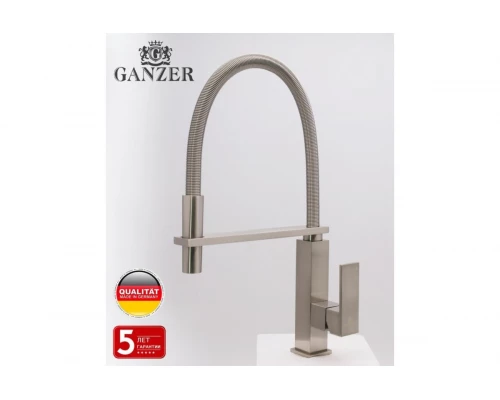 16037-G Смеситель для кухни с пруж. изливом (САТИН)  GANZER
