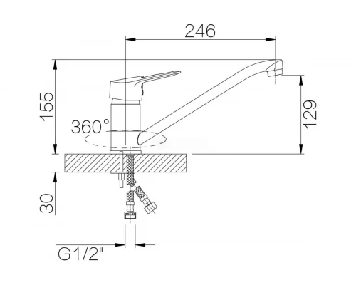 18021 Смеситель однорычажный для кухни "GANZER"  (10/1шт)