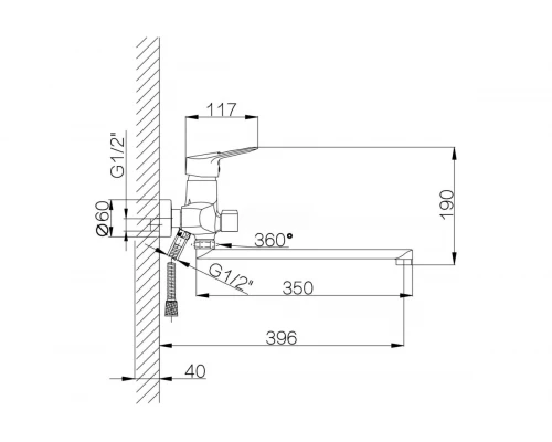 Смеситель однорычажный  для ванны с душем  Ganzer GZ18041 хром