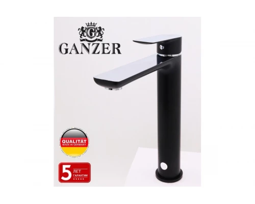 Высокий смеситель для раковины Ganzer GZ21012-C черный/хром
