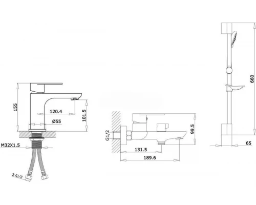 Душевой комплект для ванной комнаты из смесителя для ванны, смеситель для раковины, душевая стойка GZ21037-F от бренда Ganzer