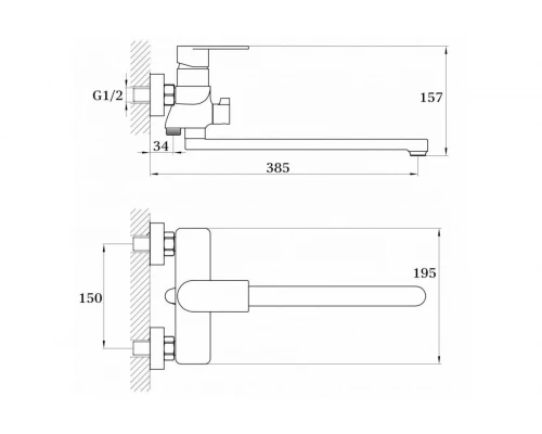 Смеситель для ванны и душа из латуни с лейкой и шлангом Ganzer GZ21041 хром