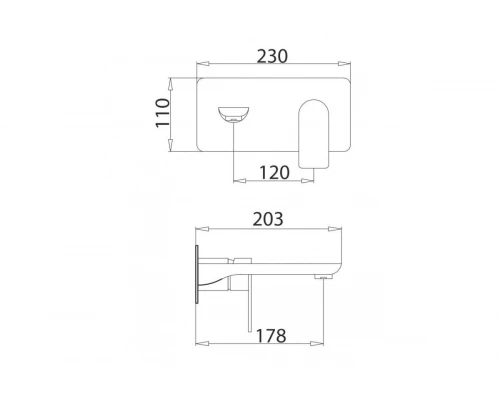 21044-F Смеситель вст. для раковины (бел.+хром) "GANZER"  (8/1шт)